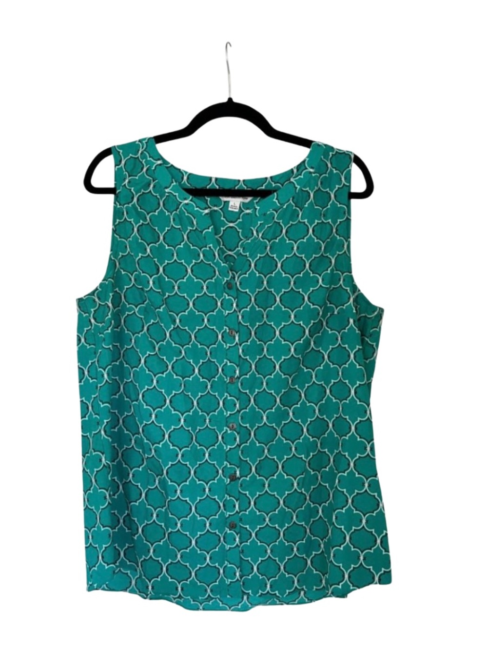 Croft & Barrow Women's Teal Sleeveless Button-up Blouse Size Large